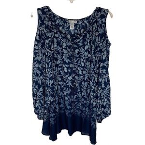 Catherines navy paisley boho cold shoulder blouse. Size 4X‎ 30-32.